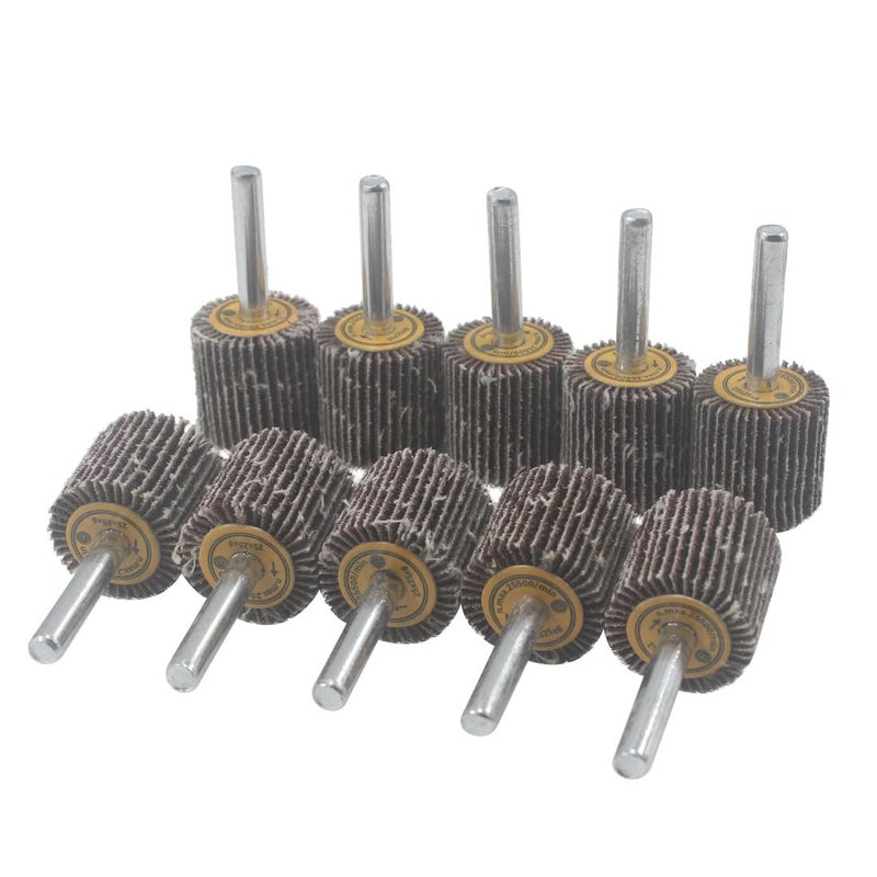 JUNLIXN 10 Pcs 25mm Flap Wheels, 1/4'' Shank 80 Grit Aluminum Oxide Grain Mounted Flap Sanding Wheel for Drill, Grinder, Rotary Tools - Image 2